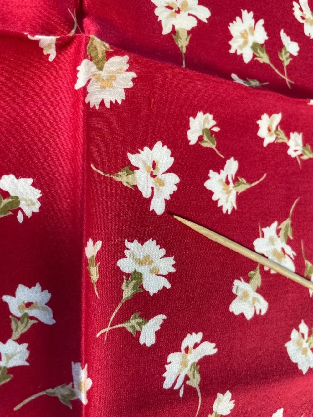 Vintage DAKS London Cotton Scarf Red Floral Check Border 19
